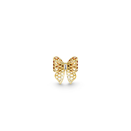 Gold & Diamond Fishnet Bow Stud