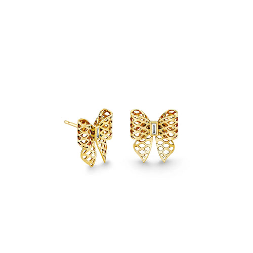 Gold & Diamond Fishnet Bow Stud