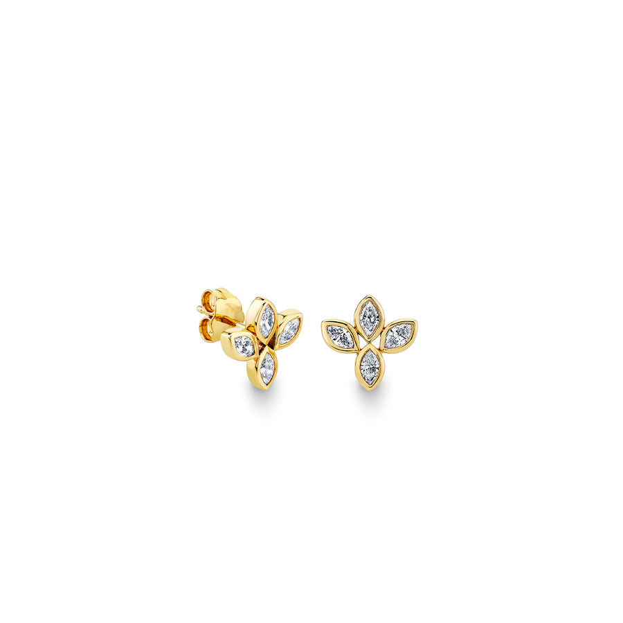 Gold & Diamond Marquise Flower Stud - Sydney Evan Fine Jewelry