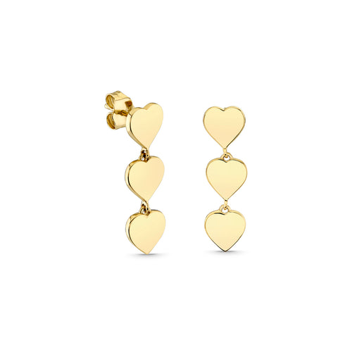 Pure Gold Heart Linear Earrings