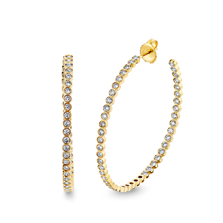 Gold & Diamond Bezel Large Hoops - Sydney Evan Fine Jewelry