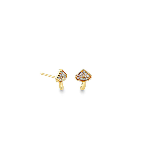 Gold & Diamond Small Mushroom Stud
