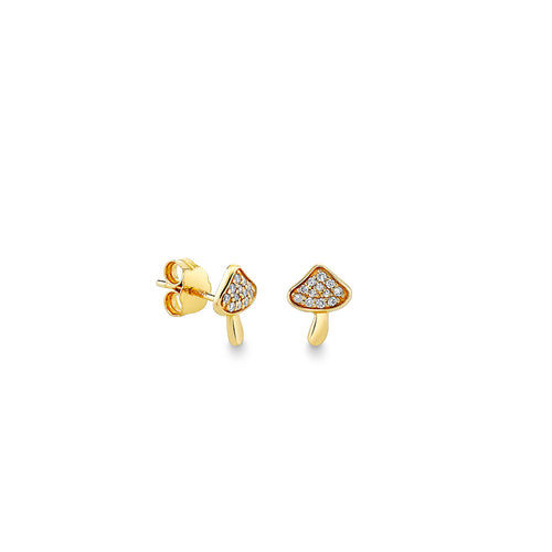Kids Collection Gold & Diamond Small Mushroom Stud