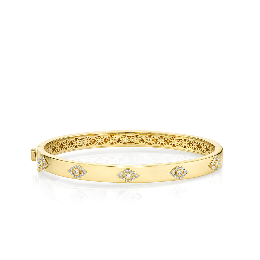 Gold & Diamond Multi Eye Bangle - Sydney Evan Fine Jewelry