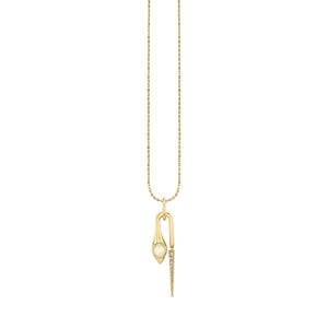 Gold, Diamond & Opal Hanging Snake Pendant - Sydney Evan Fine Jewelry