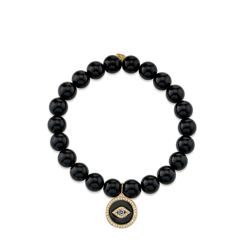 Gold & Diamond Protective Eye Coin On Onyx