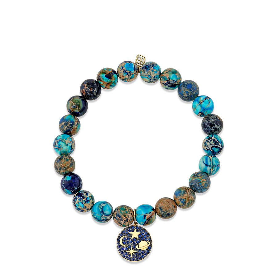 Gold & Sapphire Celestial Medallion on Jasper - Sydney Evan Fine Jewelry