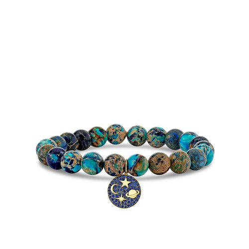 Gold & Sapphire Celestial Medallion on Jasper