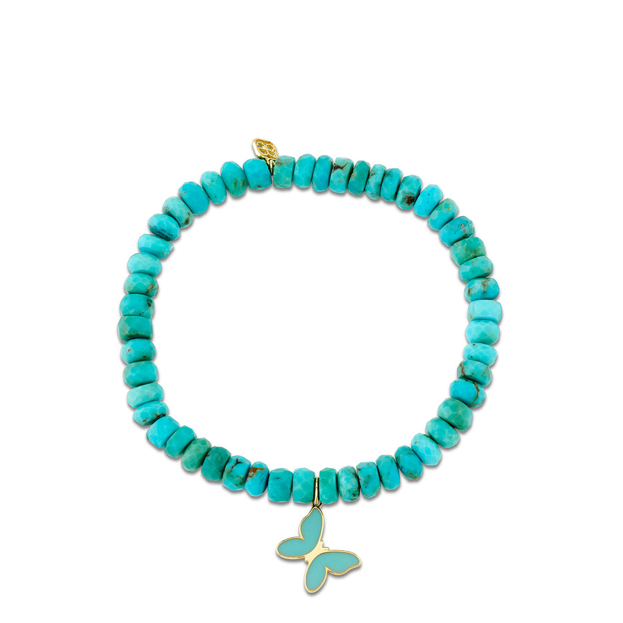 Gold & Enamel Butterfly on Turquoise - Sydney Evan Fine Jewelry