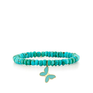 Gold & Enamel Butterfly on Turquoise - Sydney Evan Fine Jewelry