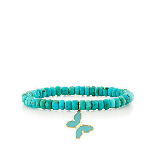 Gold & Enamel Butterfly on Turquoise