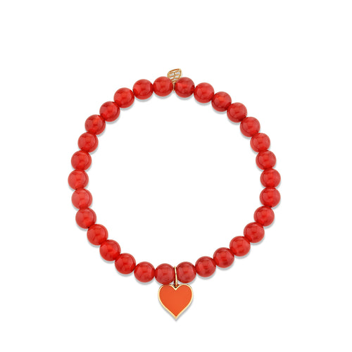 Gold & Enamel Heart on Carnelian