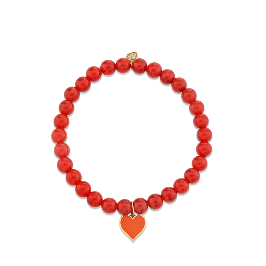 Gold & Enamel Heart on Carnelian - Sydney Evan Fine Jewelry