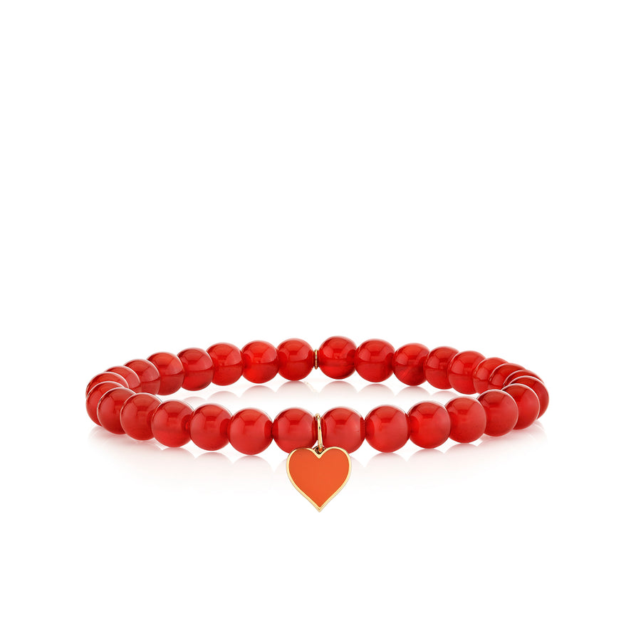 Gold & Enamel Heart on Carnelian - Sydney Evan Fine Jewelry