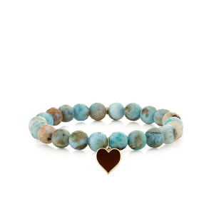 Gold & Enamel Heart on Larimar