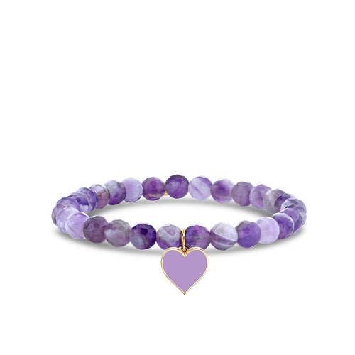 Gold & Enamel Heart on Amethyst