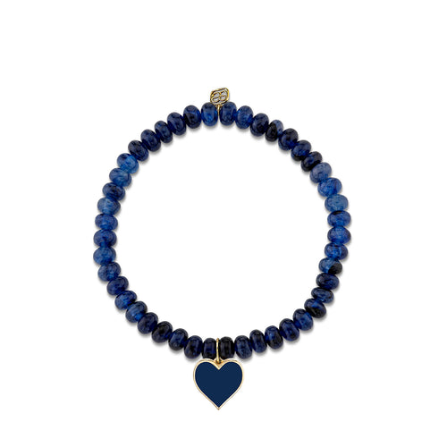 Gold & Enamel Heart on Sapphire