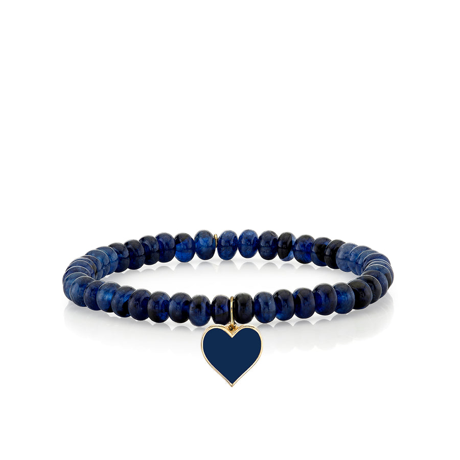 Gold & Enamel Heart on Sapphire - Sydney Evan Fine Jewelry