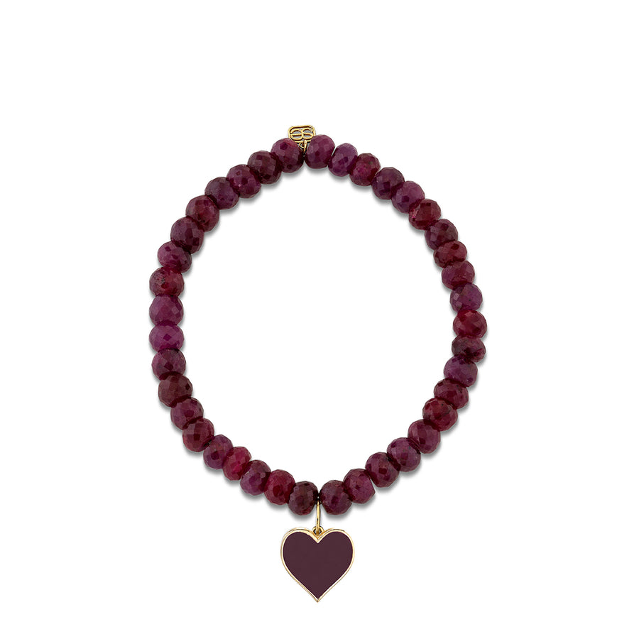 Gold & Enamel Small Heart on Ruby - Sydney Evan Fine Jewelry