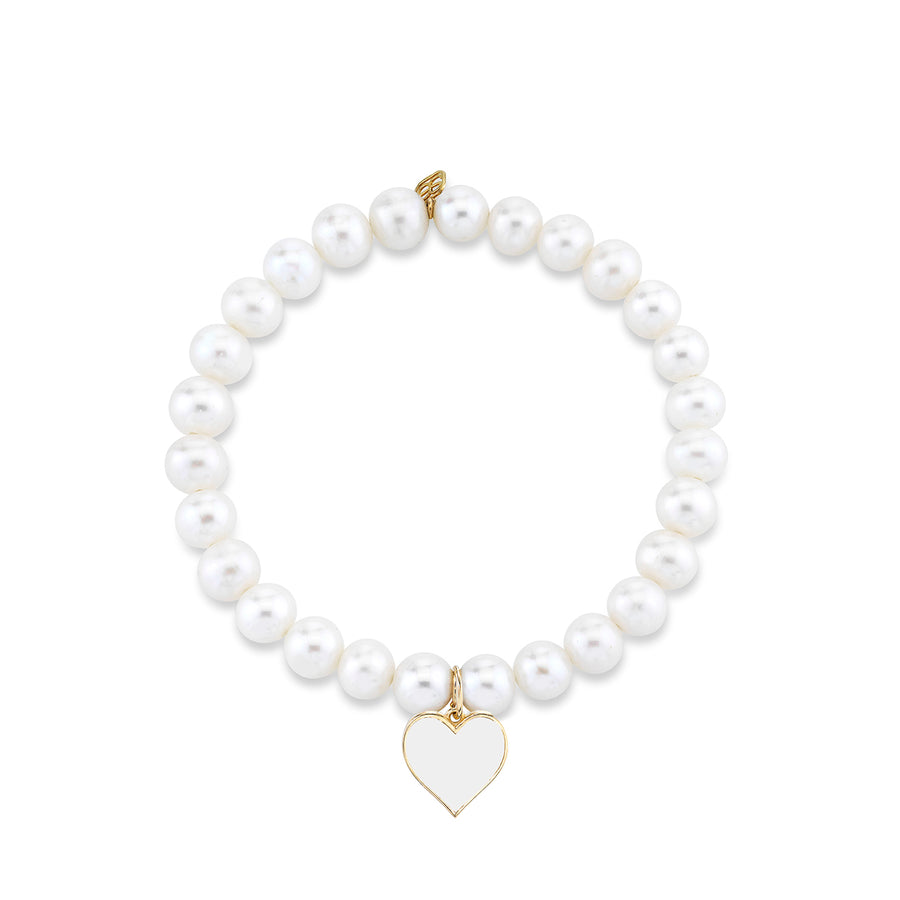 Gold & Enamel Heart on Pearls - Sydney Evan Fine Jewelry