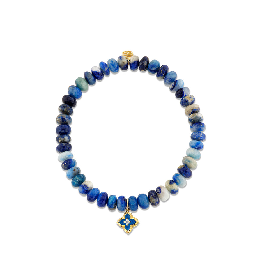 Gold & Diamond Mini Prong Set Moroccan Enamel Charm on Afganite - Sydney Evan Fine Jewelry