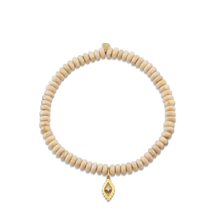 Gold, Diamond & Enamel Fringe Charm on Cream Jasper - Sydney Evan Fine Jewelry