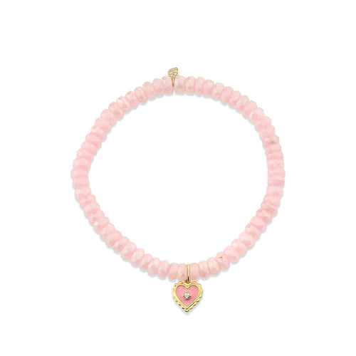 Gold & Diamond Enamel Heart on Grapolite