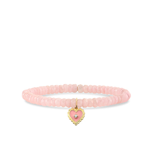 Gold & Diamond Enamel Heart on Grapolite