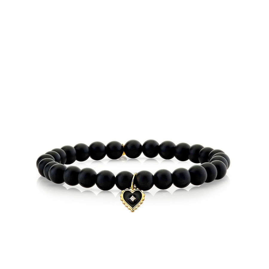 Gold & Diamond Enamel Heart on Onyx - Sydney Evan Fine Jewelry