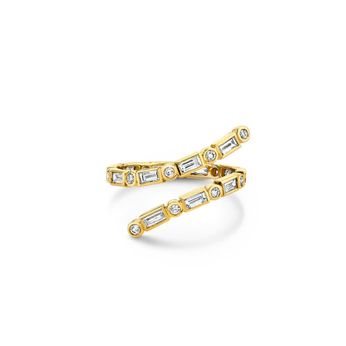 Gold & Diamond Baguette Coil Ring