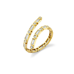 Gold & Diamond Baguette Coil Ring - Sydney Evan Fine Jewelry