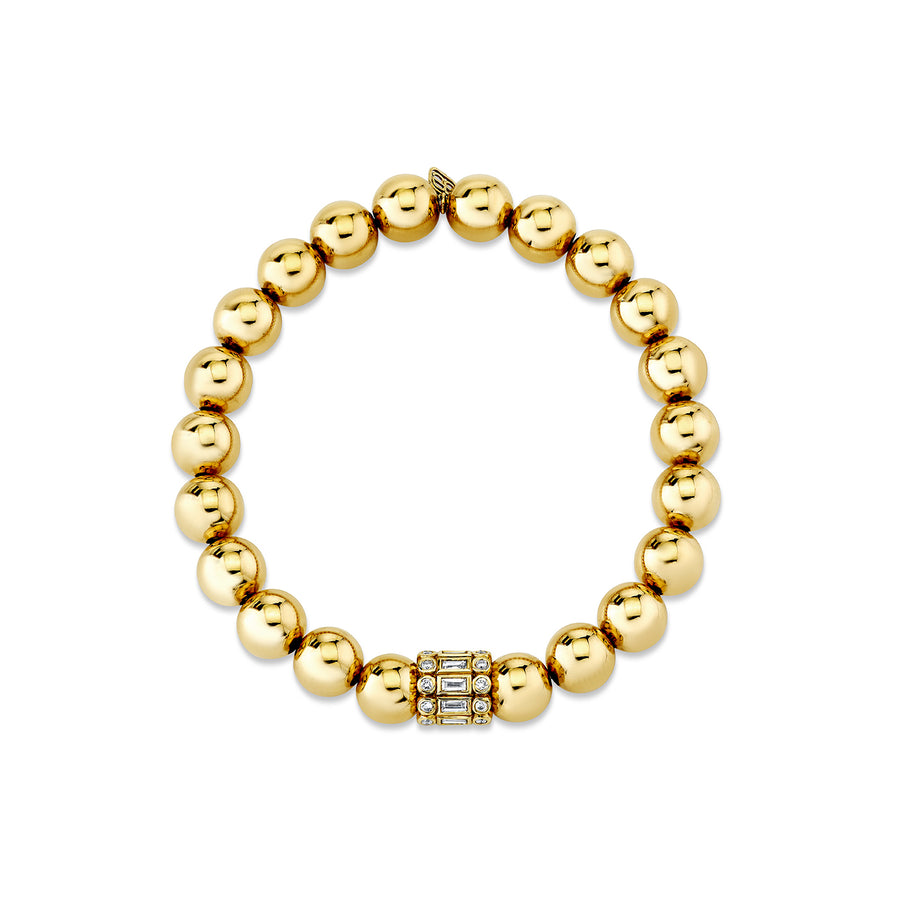 Gold & Diamond Baguette Rondelle on Gold Beads - Sydney Evan Fine Jewelry