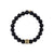 Gold & Black Diamond Stacked Baguette & Bezel Rondelle on Onyx