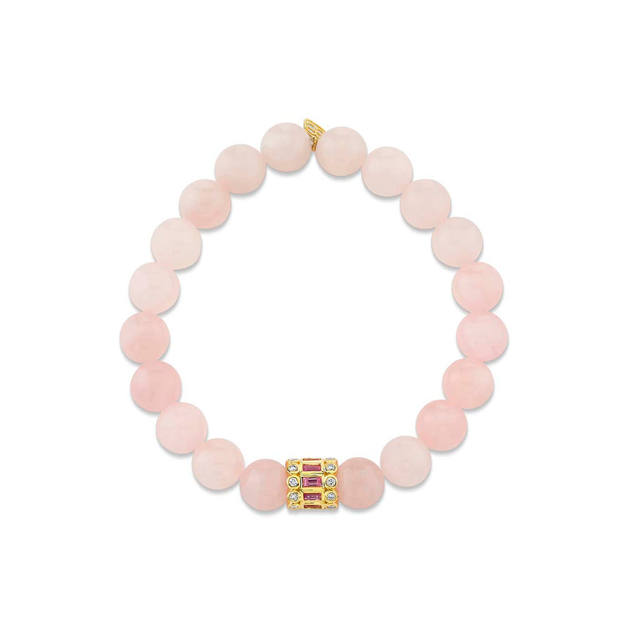 Gold & Pink Sapphire Rondelle on Rose Quartz - Sydney Evan Fine Jewelry