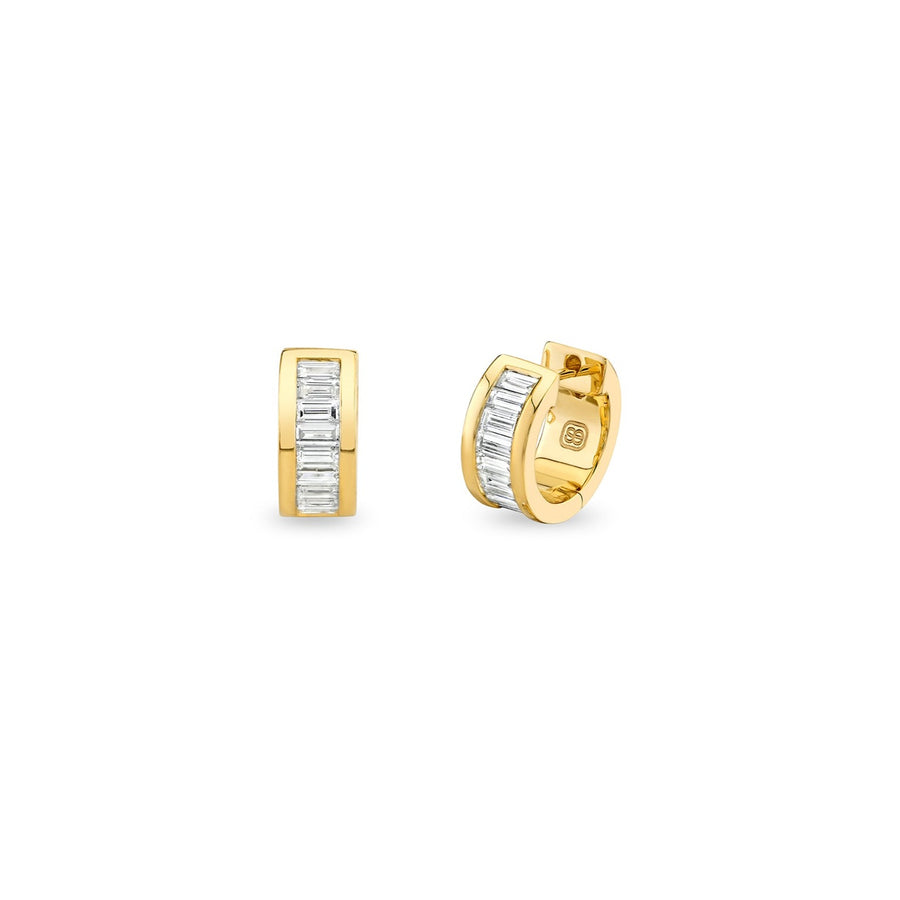 Gold & Diamond Channel Set Baguette Huggie - Sydney Evan Fine Jewelry