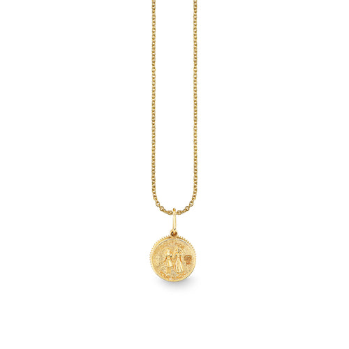 Gold, Diamond & Malachite Wicked Gear Stone Inlay Double Pendant