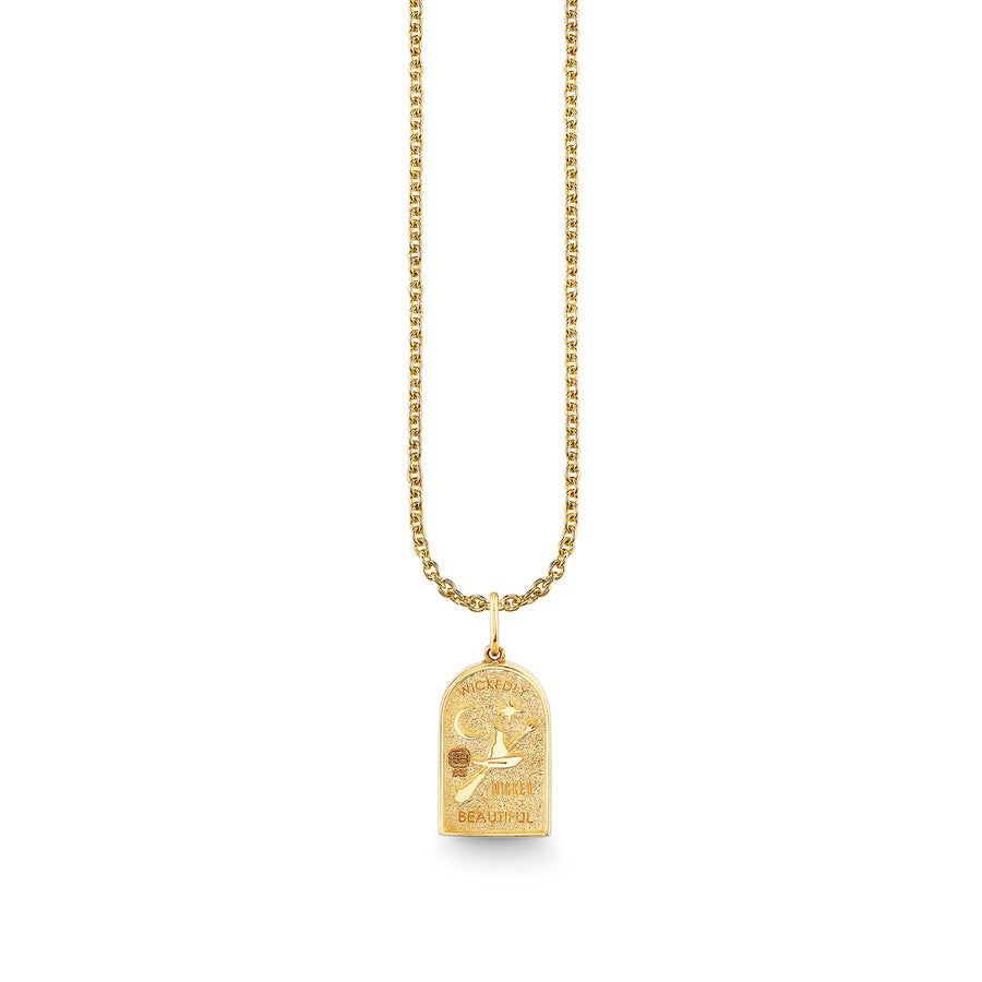 Gold & Malachite Wicked Elphaba Silhouette Stone Inlay Charm - Sydney Evan Fine Jewelry