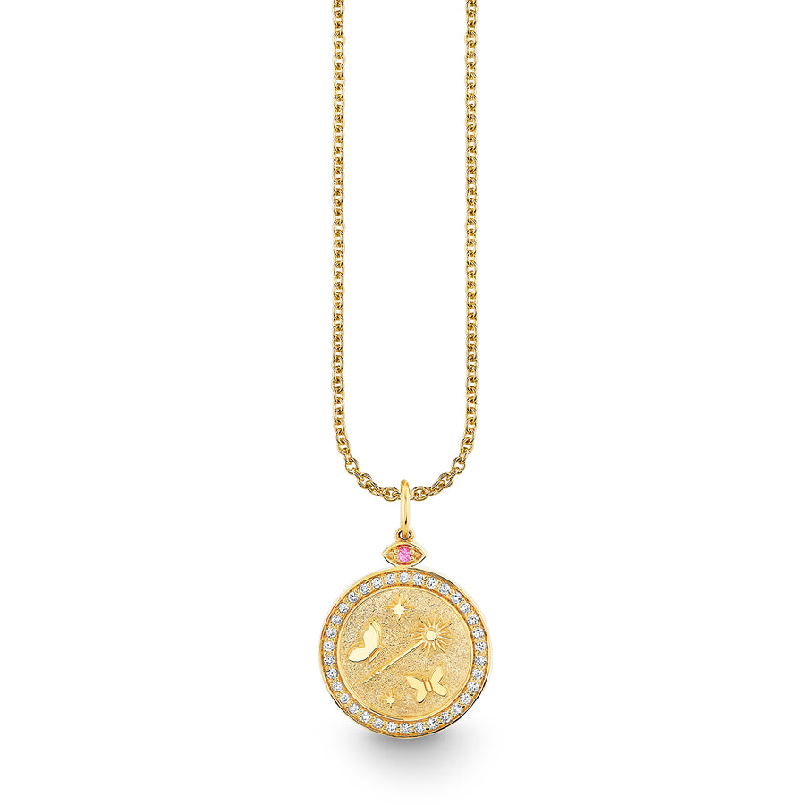 Gold & Diamond Wicked Glinda Icons Coin Charm - Sydney Evan Fine Jewelry