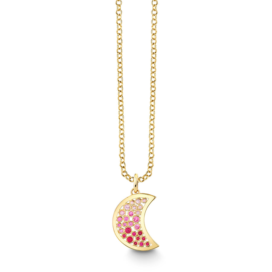 Gold & Pink Sapphire Wicked Glinda Moon Bubbles Charm - Sydney Evan Fine Jewelry