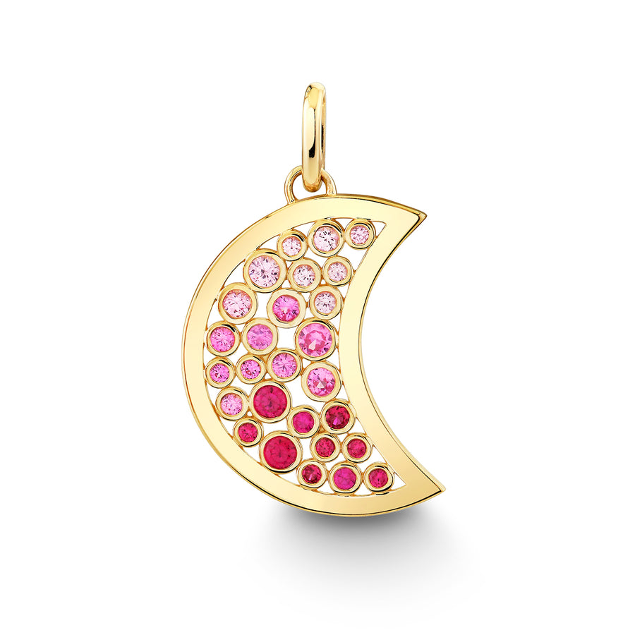Gold & Pink Sapphire Wicked Glinda Moon Bubbles Charm - Sydney Evan Fine Jewelry