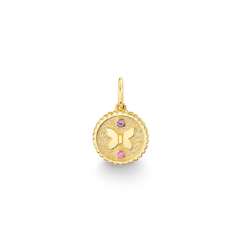 Gold, Amethyst & Pink Sapphire Wicked Glinda Butterfly Tiny Coin