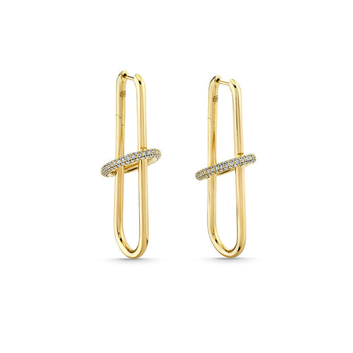 Gold & Diamond Hollow Tube Earrings