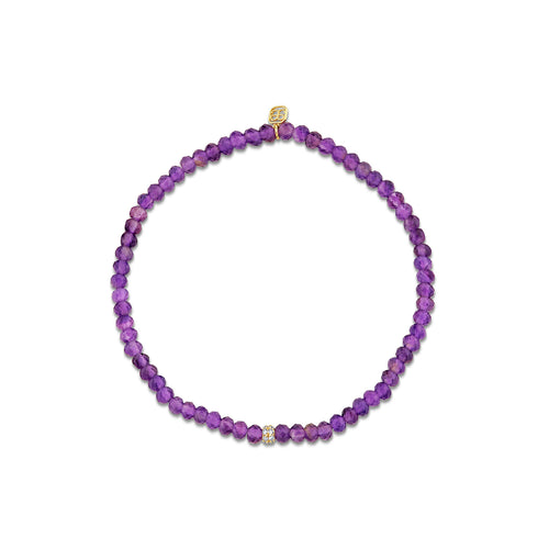 Gold & Diamond Rondelle on Amethyst