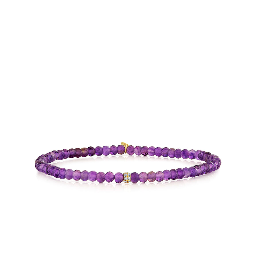 Gold & Diamond Rondelle on Amethyst