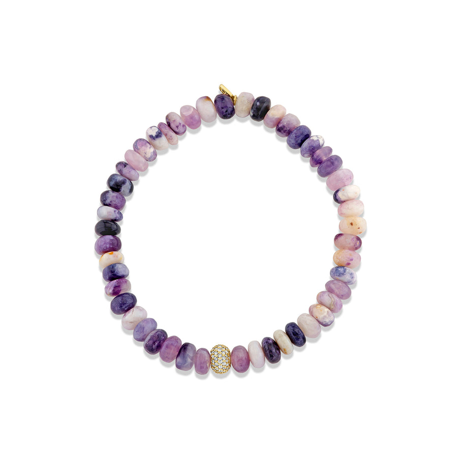 Gold & Diamond 6mm Pave Rondelle Bead on Purple Opal - Sydney Evan Fine Jewelry