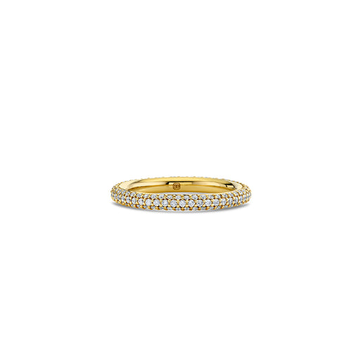 Gold & Diamond Pave Hollow Tube Ring