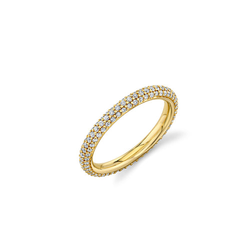Gold & Diamond Pave Hollow Tube Ring