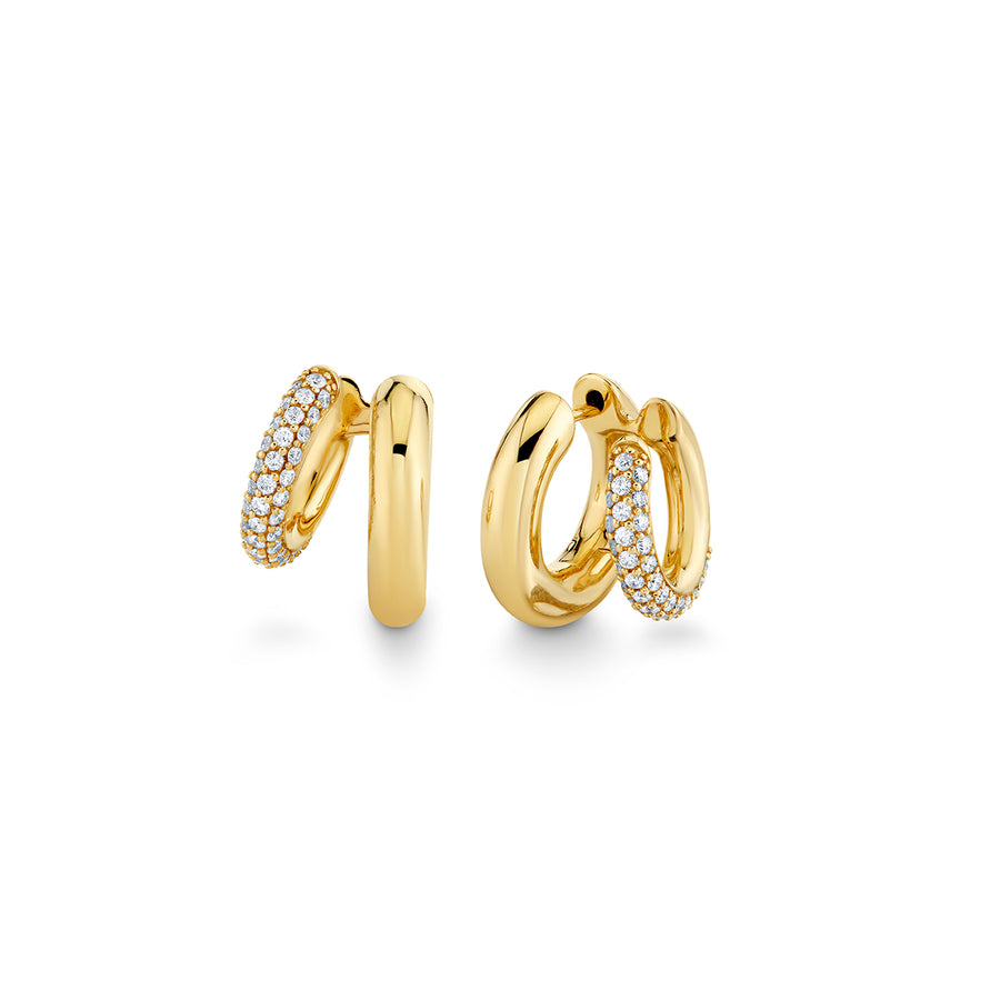 Gold & Diamond Pure Hollow Tube Double Huggies - Sydney Evan Fine Jewelry