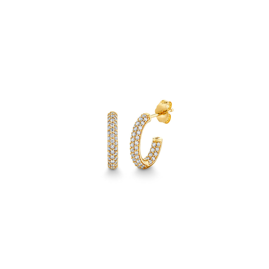 Gold & Diamond Small Pave Hollow Tube Oval Hoops - Sydney Evan Fine Jewelry