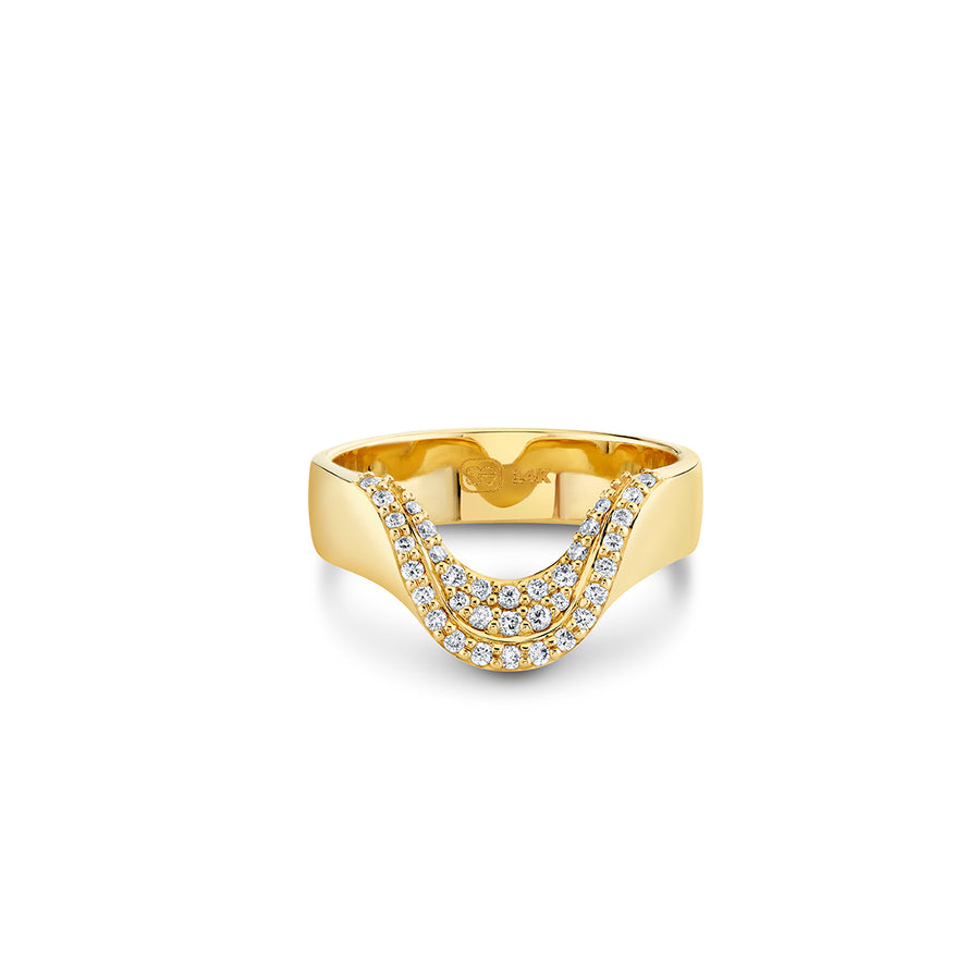 Gold & Diamond Curved Pave Ring - Sydney Evan Fine Jewelry